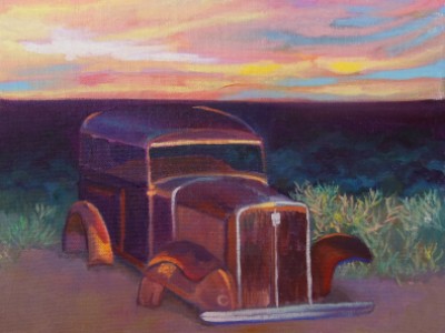 Old Car in Sunset by Anne Block