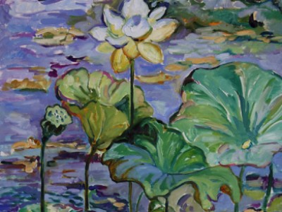 Lotus and Water Lilies, I by Gail Dee Guirreri Maslyk