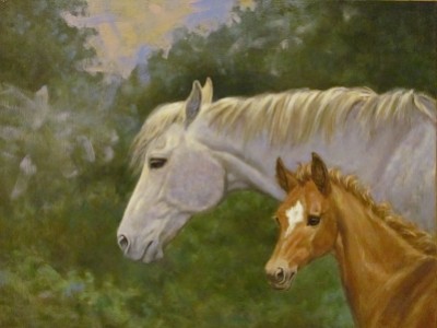 Thoroughbred Mare and Foal by Barbara   Ellis