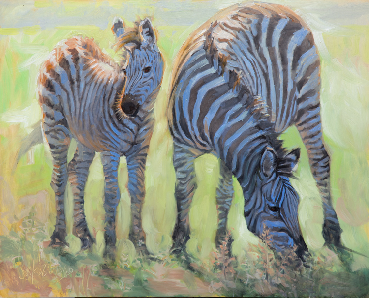'Mom and Baby Zebra' by Jean Grunewald