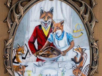 Fox Family Dinner by Debbie   Cadenas