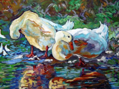 Afternoon Grooming, Ducks IV by Gail Dee Guirreri Maslyk