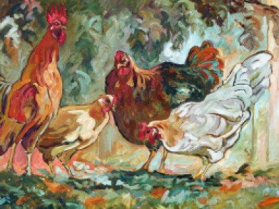 Roosters in the Landscape by Gail Dee Guirreri Maslyk