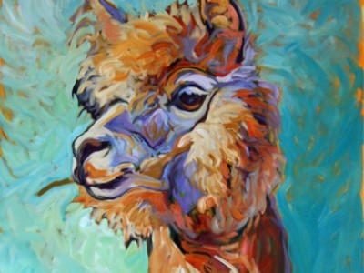 Courageous Sam, an alpaca portrait by Gail Dee Guirreri Maslyk